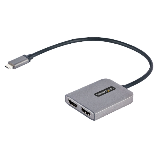 Picture of StarTech.com USB-C to Dual HDMI MST HUB - Dual HDMI 4K 60Hz - USB Type C Multi Monitor Adapter for Laptop w/ 1ft/30cm cable - DP 1.4 Multi-Stream Transport Hub - USB-C to HDMI Splitter