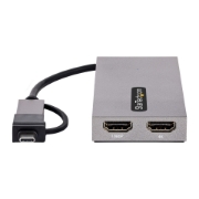 Picture of StarTech.com USB to Dual HDMI Adapter, USB A/C to 2x HDMI Displays (1x 4K30Hz, 1x 1080p), Integrated USB-A to C Dongle, 4in/11cm Cable, USB 3.0 to HDMI Display Adapter, Windows & macOS