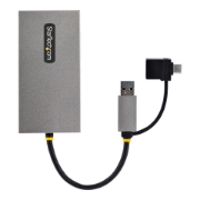 Picture of StarTech.com USB to Dual HDMI Adapter, USB A/C to 2x HDMI Displays (1x 4K30Hz, 1x 1080p), Integrated USB-A to C Dongle, 4in/11cm Cable, USB 3.0 to HDMI Display Adapter, Windows & macOS