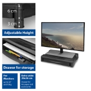 Picture of ACT Monitor stand extra wide with drawer, adjustable height