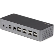 Picture of StarTech.com USB C Dock - 4K 60Hz Quad Monitor DisplayPort & HDMI - Universal USB-C Docking Station with 100W Power Delivery - USB Hub with 1x USB Type-C & 3x USB-A, Ethernet, Audio
