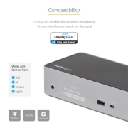 Picture of StarTech.com USB C Dock - 4K 60Hz Quad Monitor DisplayPort & HDMI - Universal USB-C Docking Station with 100W Power Delivery - USB Hub with 1x USB Type-C & 3x USB-A, Ethernet, Audio