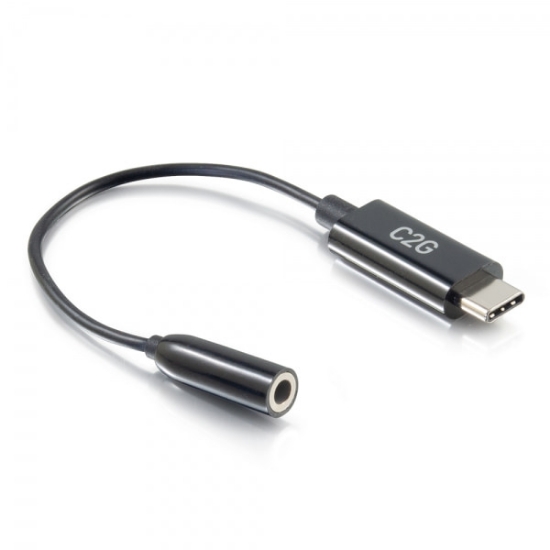 Picture of C2G 54426 mobile phone cable Black 0.09 m USB-C 3.5 mm