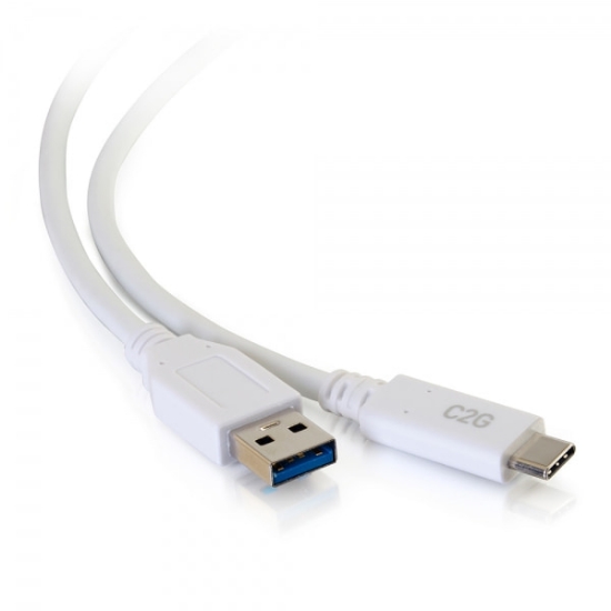 Picture of C2G 1.8m USB-C® to USB-A SuperSpeed USB 5Gbps Cable M/M - White