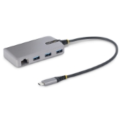 Picture of StarTech.com 3-Port USB-C Hub with Ethernet - 3x USB-A Ports, Gigabit Ethernet RJ45, USB 3.0 5Gbps, Bus-Powered, 1ft/30cm Long Cable - Portable Laptop USB Type-C Hub Adapter w/GbE