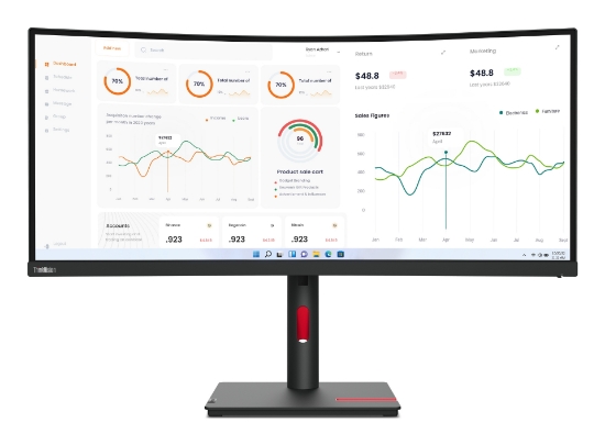 Picture of Lenovo ThinkVision T34w-30 LED display 86.4 cm (34") 3440 x 1440 pixels Wide Quad HD Black