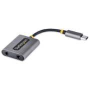 Picture of StarTech.com USB-C Headphone Splitter, USB Type C Dual Headset Adapter w/Mic Input, USB C to 3.5mm Audio Adapter/Earphone Dongle, USB C to Audio Jack/Aux Output, 24-bit DAC