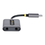 Picture of StarTech.com USB-C Headphone Splitter, USB Type C Dual Headset Adapter w/Mic Input, USB C to 3.5mm Audio Adapter/Earphone Dongle, USB C to Audio Jack/Aux Output, 24-bit DAC