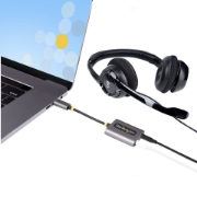 Picture of StarTech.com USB-C Headphone Splitter, USB Type C Dual Headset Adapter w/Mic Input, USB C to 3.5mm Audio Adapter/Earphone Dongle, USB C to Audio Jack/Aux Output, 24-bit DAC