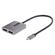 Picture of StarTech.com USB-C to Dual Displayport 1.4 Adapter, USB Type-C Multi-Monitor MST Hub, Dual 5K 60Hz DP Laptop Display Extender / Splitter, HDR, Extra-Long Built-In Cable - Windows Only