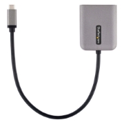 Picture of StarTech.com USB-C to Dual Displayport 1.4 Adapter, USB Type-C Multi-Monitor MST Hub, Dual 5K 60Hz DP Laptop Display Extender / Splitter, HDR, Extra-Long Built-In Cable - Windows Only