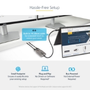 Picture of StarTech.com USB-C to Dual Displayport 1.4 Adapter, USB Type-C Multi-Monitor MST Hub, Dual 5K 60Hz DP Laptop Display Extender / Splitter, HDR, Extra-Long Built-In Cable - Windows Only