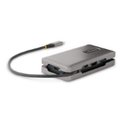 Picture of StarTech.com USB-C Multiport Adapter - 4K 60Hz HDMI/DP - 3-Port USB Hub - 100W Power Delivery Pass-Through - GbE - Travel Mini Docking Station w/ Charging - 1ft/30cm Wrap-Around Cable