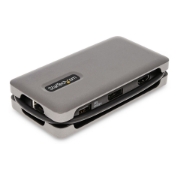 Picture of StarTech.com USB-C Multiport Adapter - 4K 60Hz HDMI/DP - 3-Port USB Hub - 100W Power Delivery Pass-Through - GbE - Travel Mini Docking Station w/ Charging - 1ft/30cm Wrap-Around Cable