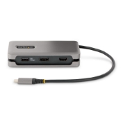 Picture of StarTech.com USB-C Multiport Adapter - 4K 60Hz HDMI/DP - 3-Port USB Hub - 100W Power Delivery Pass-Through - GbE - Travel Mini Docking Station w/ Charging - 1ft/30cm Wrap-Around Cable