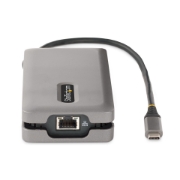 Picture of StarTech.com USB-C Multiport Adapter - 4K 60Hz HDMI/DP - 3-Port USB Hub - 100W Power Delivery Pass-Through - GbE - Travel Mini Docking Station w/ Charging - 1ft/30cm Wrap-Around Cable