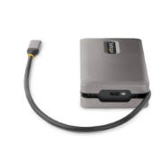 Picture of StarTech.com USB-C Multiport Adapter - 4K 60Hz HDMI/DP - 3-Port USB Hub - 100W Power Delivery Pass-Through - GbE - Travel Mini Docking Station w/ Charging - 1ft/30cm Wrap-Around Cable