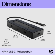 Picture of HP 4K USB-C Multiport Hub USB Type-C 10000 Mbit/s Black