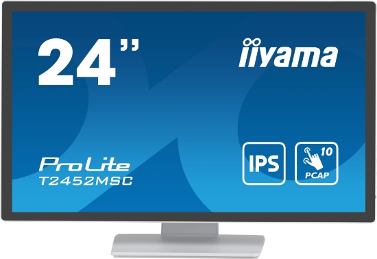 Picture of iiyama ProLite T2452MSC-W1 computer monitor 60.5 cm (23.8") 1920 x 1080 pixels Full HD LCD Touchscreen Multi-user White