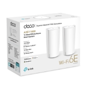 Picture of TP-Link DECOXE2001PACK mesh wi-fi system Tri-band (2.4 GHz / 5 GHz / 6 GHz) Wi-Fi 6E (802.11ax) White 1 Internal