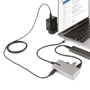 Picture of StarTech.com 4-Port USB-C Hub with USB-C DP Alt Mode Video Output 4K 60Hz - 3x USB-A, 1x USB Type-C, 100W Power Delivery Pass-Through, USB 3.2 10Gbps, 1ft/30cm Cable, Portable USB Hub