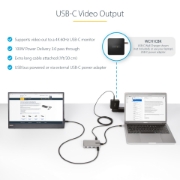 Picture of StarTech.com 4-Port USB-C Hub with USB-C DP Alt Mode Video Output 4K 60Hz - 3x USB-A, 1x USB Type-C, 100W Power Delivery Pass-Through, USB 3.2 10Gbps, 1ft/30cm Cable, Portable USB Hub