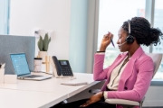 Picture of POLY Edge E220 IP Phone and PoE-enabled