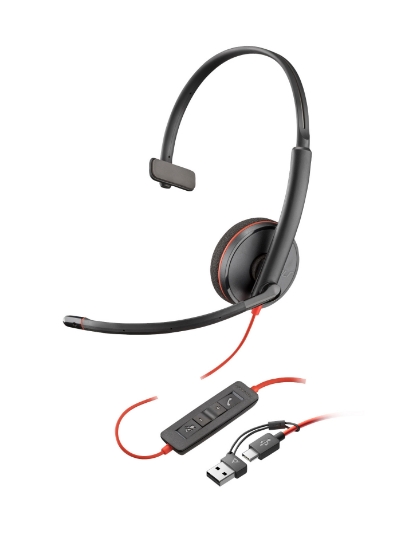 Picture of POLY Blackwire 3210 Monaural USB-C Headset +USB-C/A Adapter