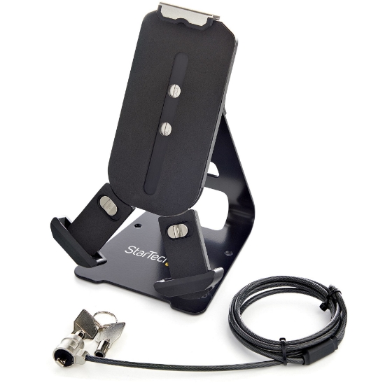 Picture of StarTech.com Secure Tablet Stand w/ K-Slot Cable Lock - Locking Tablet Holder for 7.9"-13" Tablets - Universal Adjustable Tablet Mount for Desk/Surface - Lockable Anti-Theft Security Mount