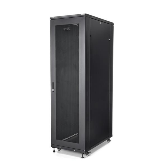 Picture of StarTech.com 4-Post 42U Server Rack Cabinet, 19" Data Rack Cabinet for Computer / AV / IT Equipment mount, Rack Server Cabinet with Casters, Full Size Industrial Network Cabinet
