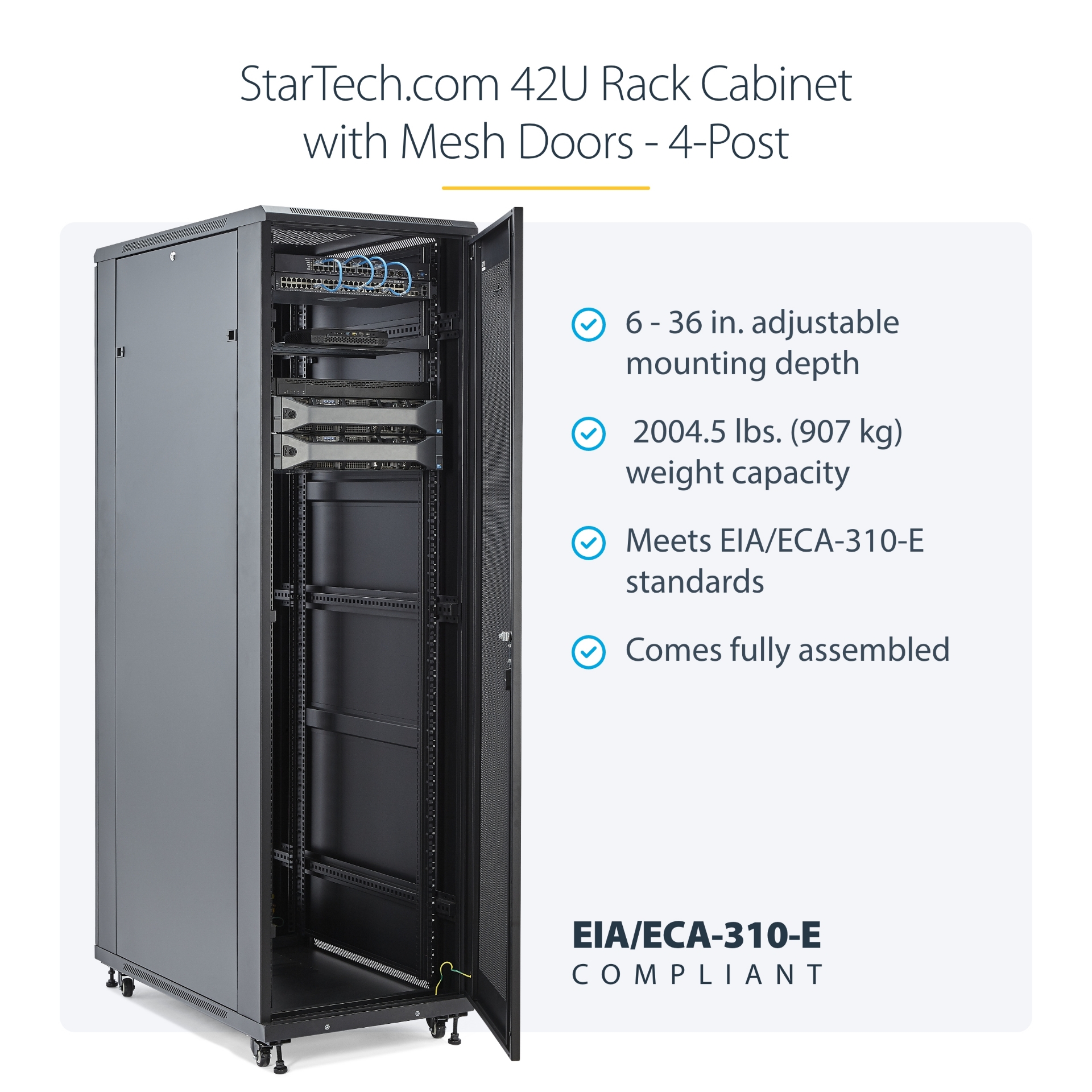 StarTech.com 4-Post 42U Server Rack Cabinet, 19