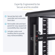 Picture of StarTech.com 4-Post 42U Server Rack Cabinet, 19" Data Rack Cabinet for Computer / AV / IT Equipment mount, Rack Server Cabinet with Casters, Full Size Industrial Network Cabinet
