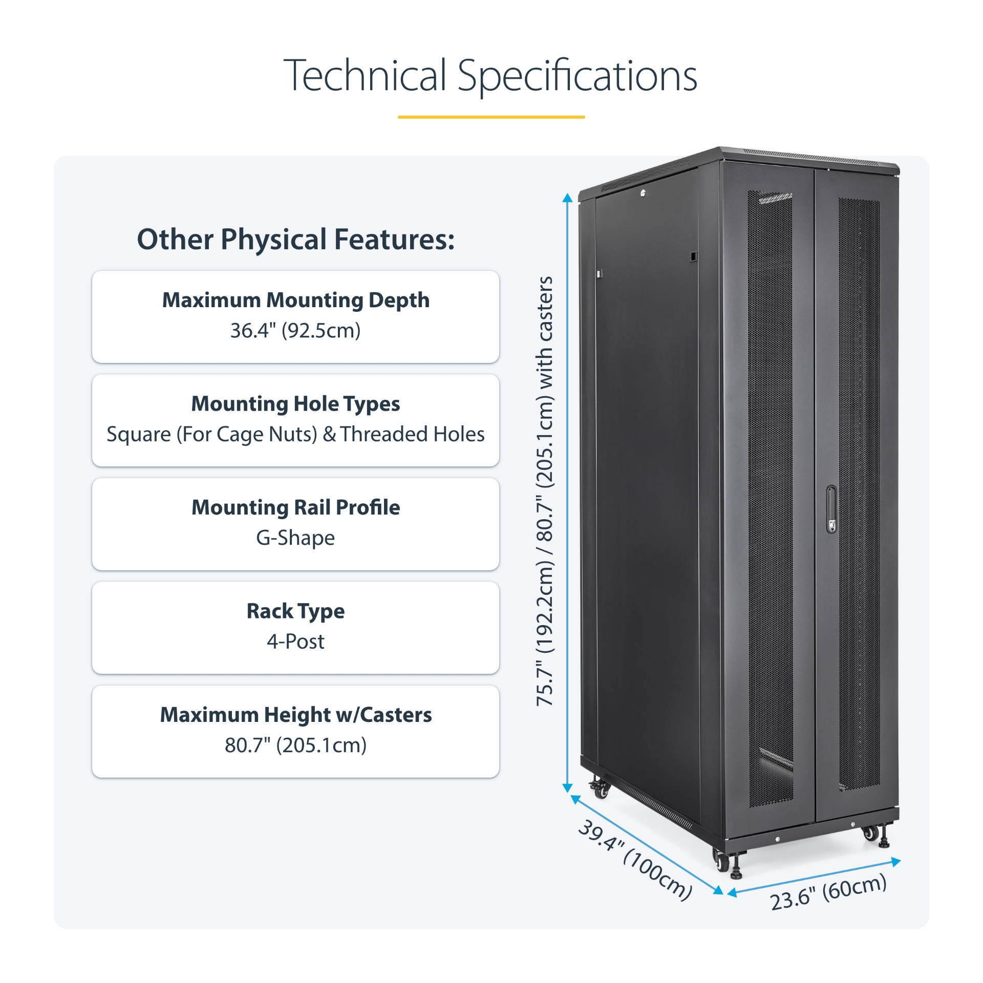 42u Rack Full StarTech.com 4-Post 42U Server Rack Cabinet, 19