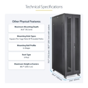 Picture of StarTech.com 4-Post 42U Server Rack Cabinet, 19" Data Rack Cabinet for Computer / AV / IT Equipment mount, Rack Server Cabinet with Casters, Full Size Industrial Network Cabinet