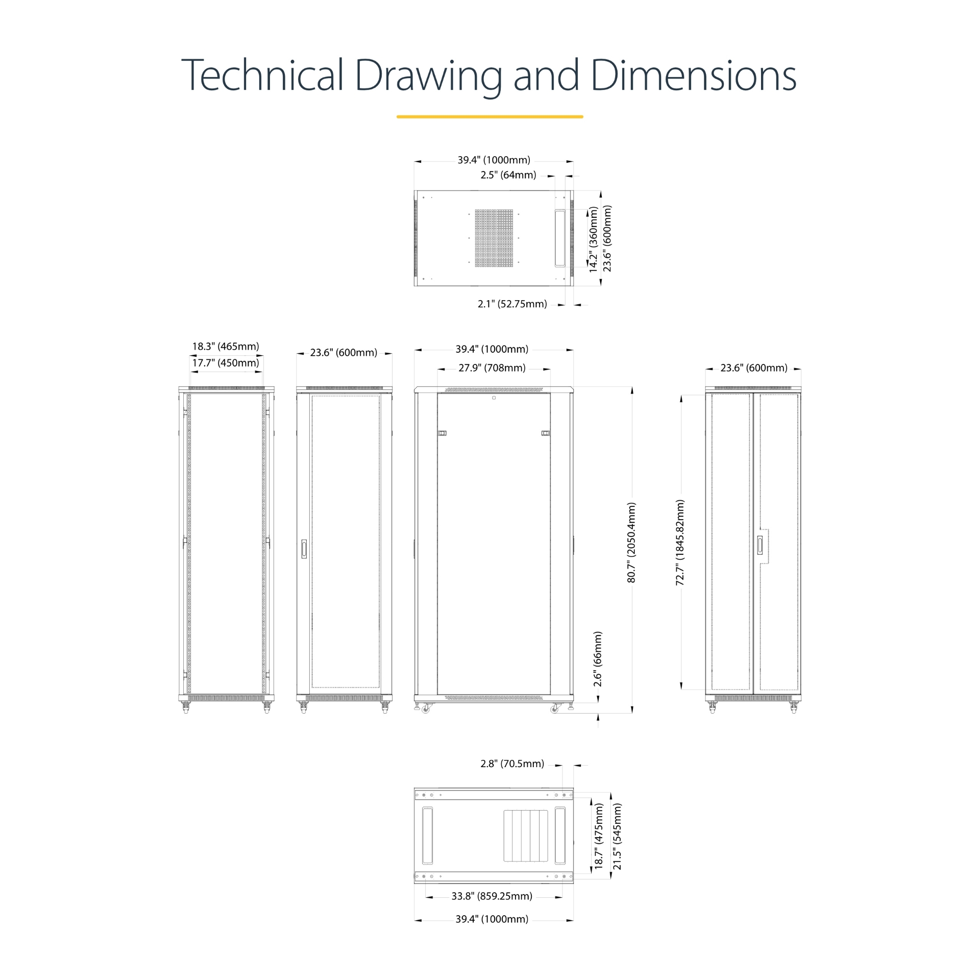 Standard 19u Server Rack Dimensions StarTech.com 4-Post 42U Server Rack Cabinet, 19