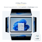 Picture of StarTech.com 4-Way Privacy Screen For 13-inch Surface Pro 8/9/X Laptop, Portrait/Landscape Modes, Touch-Enabled, +/- 30 Deg. View, Blocks up to 51% Blue Light, Anti-Glare