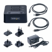 Picture of StarTech.com 1:1 M.2 NVMe Drive Duplicator, Standalone M.2 SSD Cloner/Copier up to 90GBpm, USB 3.2 20Gbps M.2 Dual-Bay Drive Dock, USB-C/A Cables Included