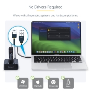 Picture of StarTech.com 1:1 M.2 NVMe Drive Duplicator, Standalone M.2 SSD Cloner/Copier up to 90GBpm, USB 3.2 20Gbps M.2 Dual-Bay Drive Dock, USB-C/A Cables Included