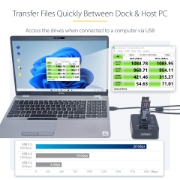 Picture of StarTech.com 1:1 M.2 NVMe Drive Duplicator, Standalone M.2 SSD Cloner/Copier up to 90GBpm, USB 3.2 20Gbps M.2 Dual-Bay Drive Dock, USB-C/A Cables Included