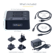 Picture of StarTech.com 1:1 M.2 NVMe Drive Duplicator, Standalone M.2 SSD Cloner/Copier up to 90GBpm, USB 3.2 20Gbps M.2 Dual-Bay Drive Dock, USB-C/A Cables Included
