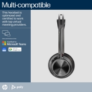 Picture of POLY Voyager Focus 2 Microsoft Teams Certified USB-C-C Headset +USB-C/A Adapter +Charging Stand