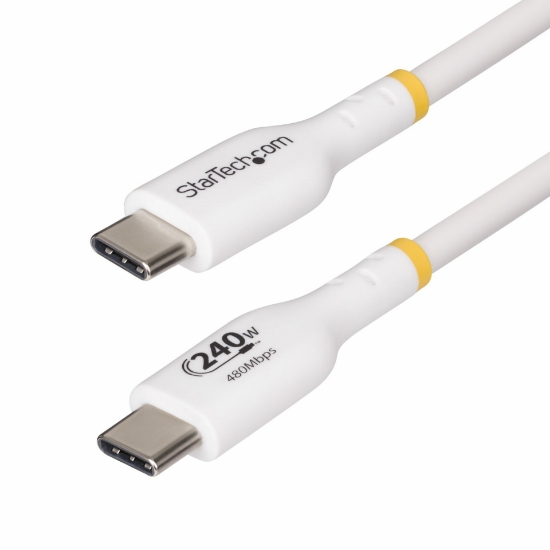 Picture of StarTech.com 3m White USB-C Charging Cable, USB-IF Certified USB C Cable, 240W PD EPR, USB 2.0 Type-C Laptop Charger Cord, USB-C Data Transfer Cable, TPE Jacket