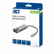 Picture of ACT AC7091 laptop dock/port replicator Wired USB 3.2 Gen 1 (3.1 Gen 1) Type-C Grey