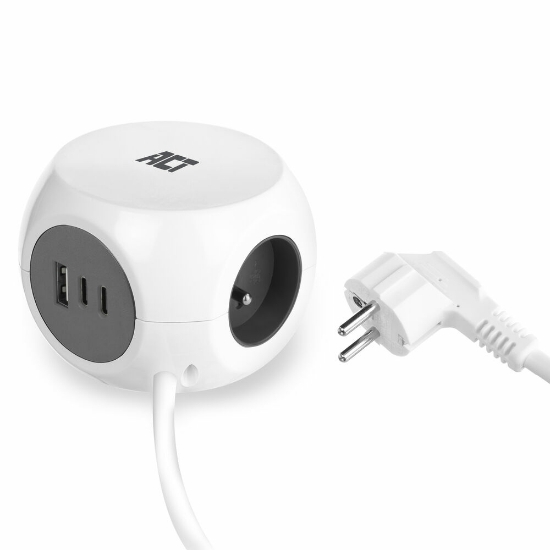Picture of ACT AC2425 power extension 1.5 m 3 AC outlet(s) Indoor White