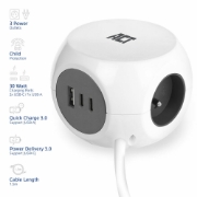 Picture of ACT AC2425 power extension 1.5 m 3 AC outlet(s) Indoor White