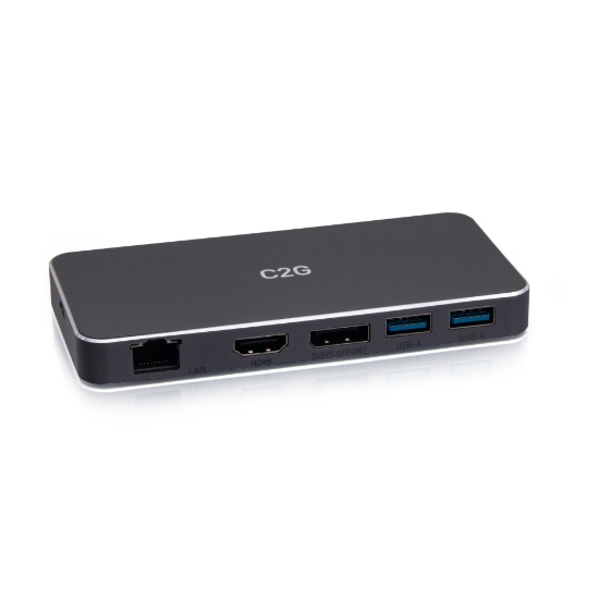 Picture of C2G USB-C 7-in-1 Dual Display MST Docking Station with HDMI, DisplayPort, Ethernet, USB, and Power Delivery up to 100W - 4K 60Hz