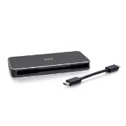 Picture of C2G USB-C 7-in-1 Dual Display MST Docking Station with HDMI, DisplayPort, Ethernet, USB, and Power Delivery up to 100W - 4K 60Hz