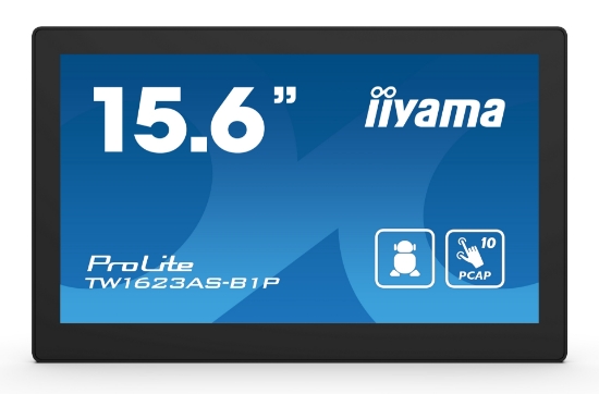 Picture of iiyama TW1623AS-B1P Signage Display Interactive flat panel 39.6 cm (15.6") Wi-Fi 450 cd/m² Double Full HD Black Touchscreen Built-in processor Android 24/7