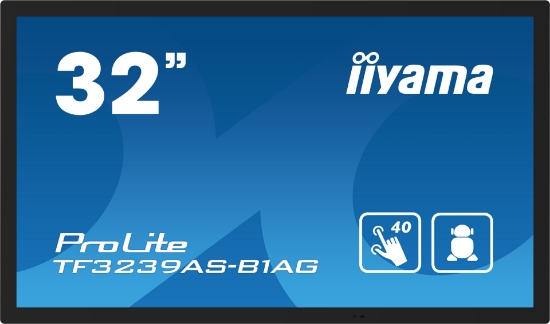 Picture of iiyama TF3239AS-B1AG Signage Display Digital signage flat panel 80 cm (31.5") LED 500 cd/m² 2.4K Ultra HD Black Touchscreen Built-in processor Android 24/7