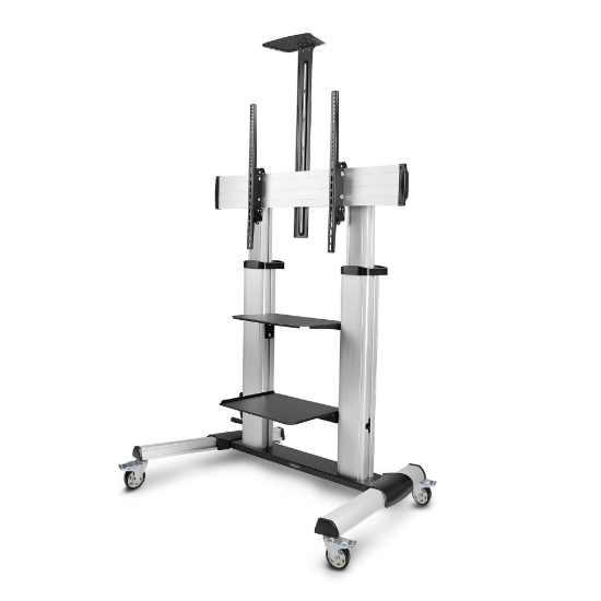 Picture of StarTech.com Rolling TV Cart/Stand On Wheels For 60-100inch Flat Screens Up To 220lb (100kg), Height Adjustment via Hand Crank, Mobile/Portable Trolley Mount